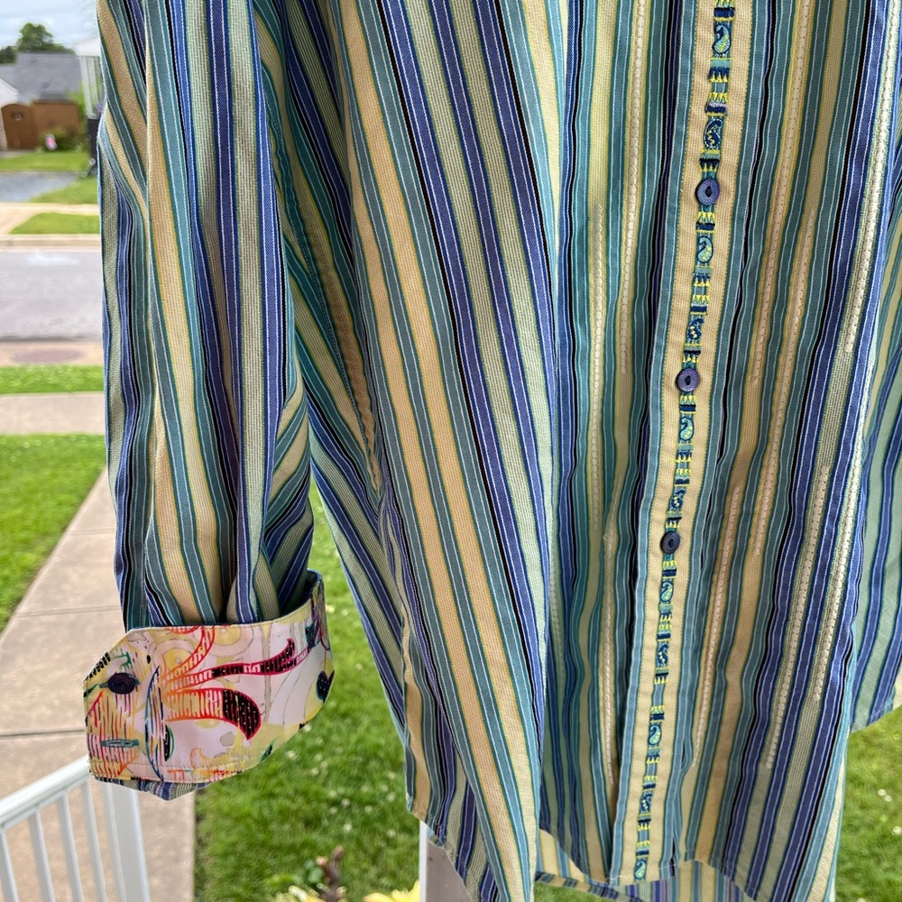 Men's Robert Graham Beautiful Multi Color Long Sleeve Dress Shirt, Cotton - L - Picture 6 of 12